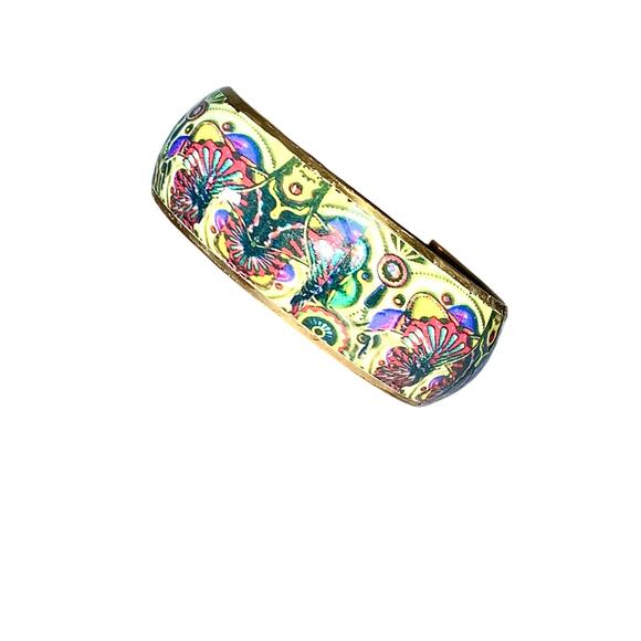 Vintage 1980's Boho Colorful Enamel Copper Art Bangle Bracelet - Picture 5 of 8